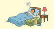 © Chandan - Man sleeping in his bed dreaming of a giant stack of cash and a cup of coffee on his nightstand symbolizing financial goals and wealth.