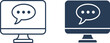 © Komola - Computer message chat icon set vector illustration with minimalist flat outline and glyph style for digital communication interfaces