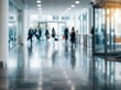 © Generative AI - Blurred modern office building lobby with business people walking and sunlight