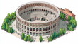 © Sendi Bg - Aerial View of Ancient Roman Colosseum with Green Trees and Surrounding Buildings
