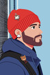 © hakule - Flat Style Illustration of a Stylish Bearded Man in City