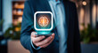 © Alexandr Peers - AI assistant workflow for enterprise knowledge search, showing brain icon activation from handheld service to support decision making, task automation, research help and cognitive productivity tools