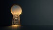 © KORANIS - A golden keyhole reveals a bright cityscape filled with advanced technology and glowing lights, symbolizing opportunity and discovery