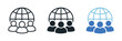 © zrgraphicstore - Global community icon set representing teamwork, collaboration, and people connected worldwide in outline, solid, and colored styles