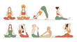 © dikifajarfadilah - women practicing yoga poses for health and wellness a vector illustration for fitness and lifestyle content