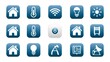 © Qaqas - Smart home icon set. Concept of house wireless control. Technology system. User button. Vector illustration isolated on white background.