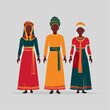 © anjari - Three people in traditional African clothing