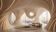 © sai - Luxurious modern living space featuring avant garde organic architecture and panoramic city views