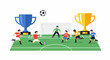 © weh - Soccer players compete on a field with large trophies