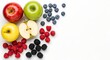 © Imam - Vibrant assortment of fresh berries and crisp apples arranged in a healthy flat lay fruit composition on white background