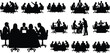 © Vim Eidts - Business meeting silhouettes collection corporate team discussion boardroom collaboration brainstorming leadership negotiation vector set