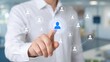 © Viktoryia - businessman touching virtual human resources network interface with connected profile icons, representing talent acquisition, recruitment, team management and corporate HR technology