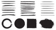 © VectorHive Studio - Hand drawn brush strokes vector set with doodle underlines strikethrough lines calligraphic ink pen marks rough scribble emphasis highlights and black marker paint borders.