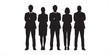 © Topu - Group of business people silhouettes in formal suits with arms crossed standing together isolated on a white background