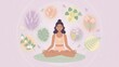 © Formoney - Woman meditating in lotus pose surrounded by botanical icons