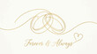 © Asriati - Gold wedding rings intertwined with 'Forever & Always' text and heart