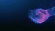 © jannik27s - A digital handshake between two people in a futuristic neon-lit space