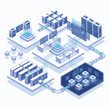 © harus - Modern data center infrastructure with servers, network equipment, and digital displays illustrating data flow and analysis.