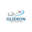 © ELG - GlideOn logo showcasing a sleek ice skate blade in motion.