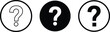 © Aklima - Three question mark outline, solid black, and outline with square dot symbol information help