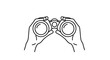 © Mohiuddin - Illustration of human hands holding a pair of binoculars for observation and scouting represents looking forward or seeking new horizons.