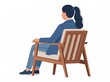 © Linggakun - Woman Sitting on Chair with Her Back Vector Illustration, vector isolated on white