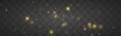 © ikril - Golden glitter dust and sparkle in soft bokeh light with shimmer and glow. Magical festive stardust, twinkle particle and highlights. Sparks star, glare, flare and lens flare PNG vector illustration.