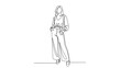 © Stock Image Paradise - A minimalist 2D CAD Vector illustration of a woman in casual wear standing confidently.