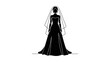 © Stock Image Paradise - A 2D CAD Vector illustration of a bride in wedding dress and veil stands