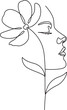© Jayd - Minimalist Woman Face Profile with Flower One Line Art Illustration.