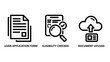 © MAHMUDA  - Loan application process icons set: form eligibility checker document upload for online financial services application eligibility document financial mortgage illustration technology