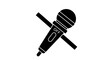 © joujo - Minimal black silhouette icon, simple flat vector, bold black shape, no, no shading muted microphone icon, microphone off symbol, vector illustration on a, flat icon style