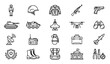 © MSTROTNA - Military and Army Warfare Line Icon Set with Tanks, Weapons, Soldiers, Fighter Jets, Drones, and Defense Equipment Symbols for Tactical Designs