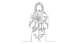 © Stock Image Paradise - Continuous line drawing of woman holding coffee cup in 2D CAD Vector style indoors