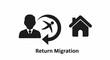 © MASJAB - Symbol of return migration with family and house icons.