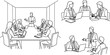 © Graphicdsrv - Business People in Conference Room Meeting and Corporate Presentation Line Icon Vector Set