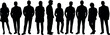 © BIPUL - Vector Silhouette Illustration of a Diverse Group of Casual and Professional Business People Standing Together in a Line