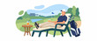 © Nasyih - Golfer relaxing on a lounge chair at the golf course.