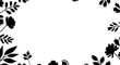 © Wondo - Black Floral Silhouette Border and Leaf Frame on White Background