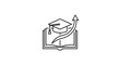 © inaki - Open Book with Graduation Cap and Upward Arrow Graph - Education Growth Concept