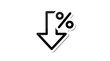 © Saif - A simple black and white paper cutout photograph of a downward pointing arrow symbol featuring a percentage sign representing a reduction in costs or falling prices