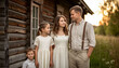 © kulkann - Family Portrait Photo Session in Rustic Country Style, Parents with Kids for Vintage, Farmhouse or Nostalgic Concept