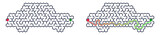 Maze for kids activity Compact cartoon car illustration isolated on transparent background with solution
