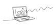 © Kailash Roy - Continuous single line drawing of a laptop computer showing a growing business bar chart graph for financial growth and digital marketing analysis concept Vector, illustration