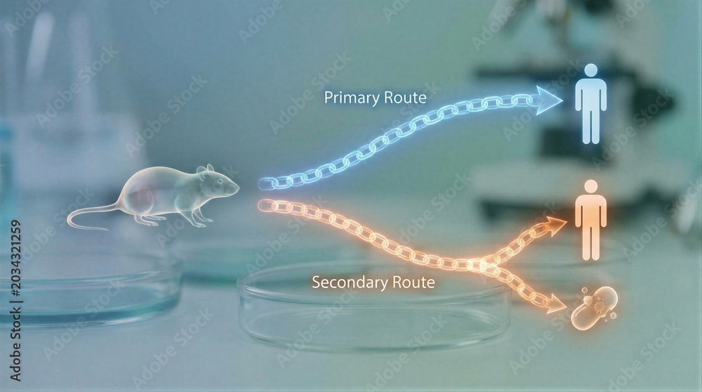 Pathogens Infection Mouse Hantavirus transmission infographic showing rodent to human infection ...