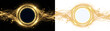 © Salman - Abstract golden glitter ring with swirling particles luxury gold sparkle circle with light trails on black and transparent background festive magic energy