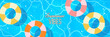 © HelenArt - Summer Vibes Pool Banner with Inflatable Ring and Blue Water