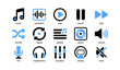 © Cali6ro - Music and media control icons on white grid background