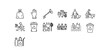 © Raka Firdaus  - Icon set collection of beach cleanup activities depicting waste recycling bins, plastic pollution gathering, eco volunteers, and environmental protection symbols.