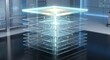 © Ahmed - Futuristic Glass Structure with Glowing Blue Layers in Modern Laboratory Setting